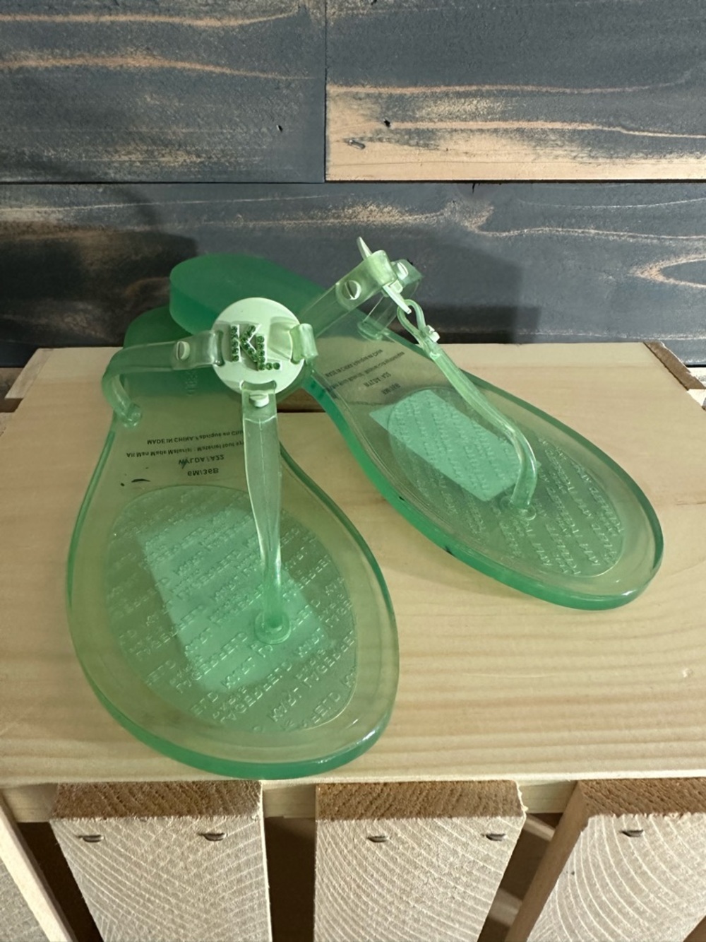 Karl Lagerfeld Transparent Green Jelly Thong Sandals